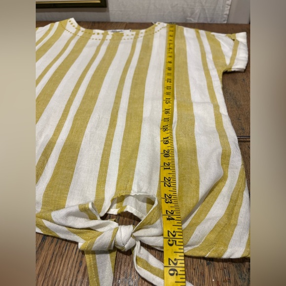 EDC by Esprit – Size M – Yellow & White Striped Tie-Front Top - Picture 9 of 9